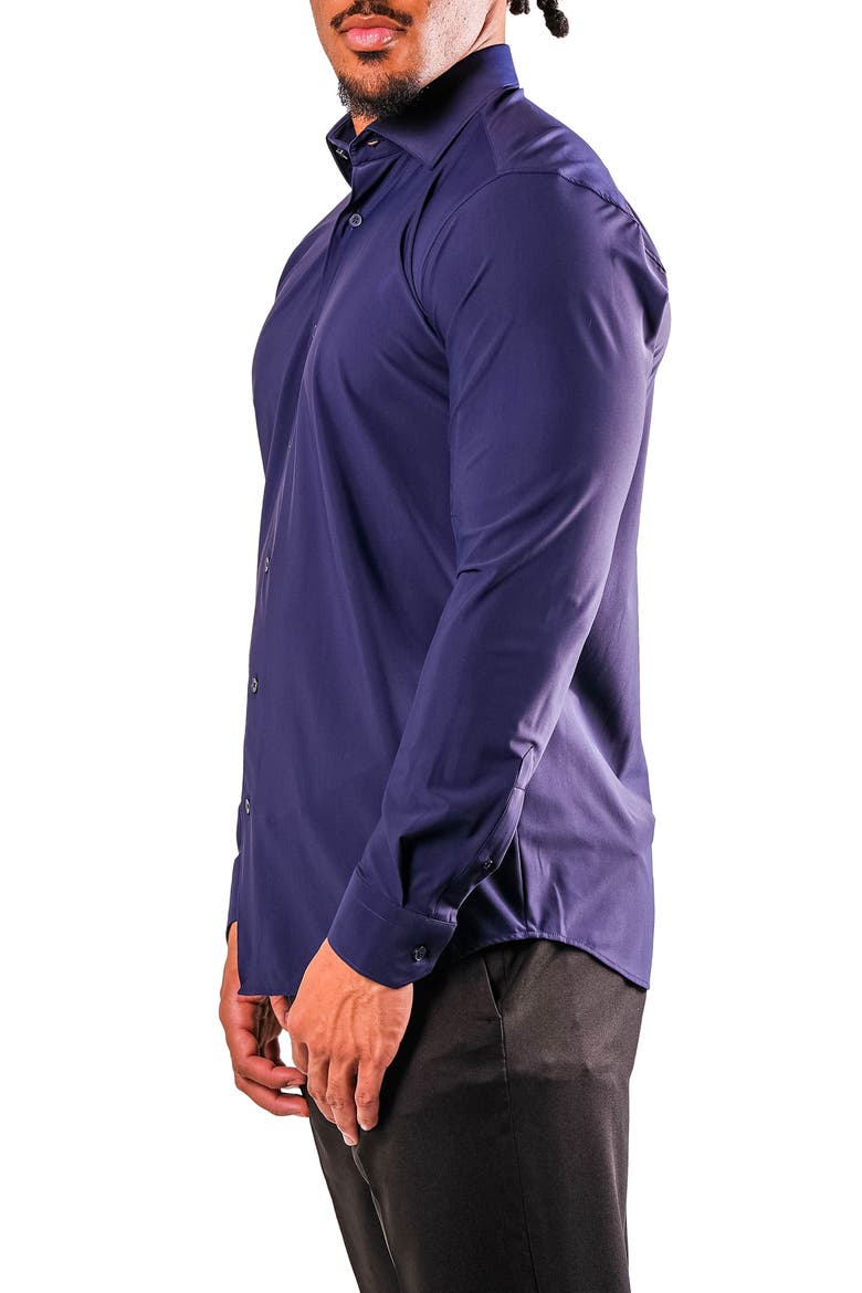 Fibonacci Stretcheuronavy Blue Cotton Blend Button-Up Shirt, Alternate, color, BLUE