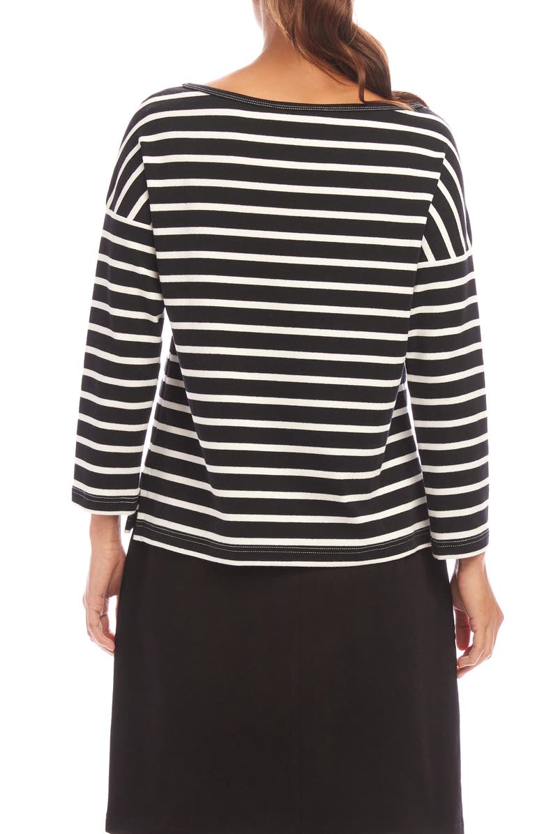 Karen Kane Stripe Boat Neck Top, Alternate, color, Black/ Cream