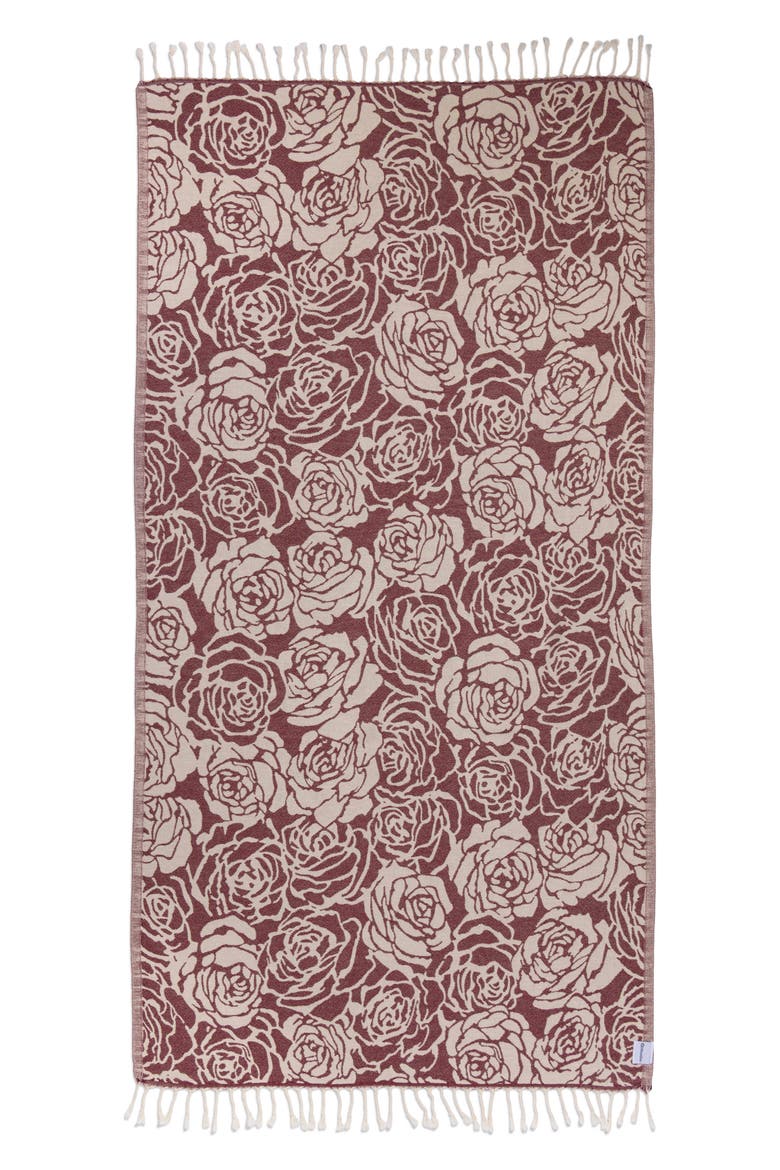Rose Sand Resistant Organic Turkish Towel, Main, color, Burgundy