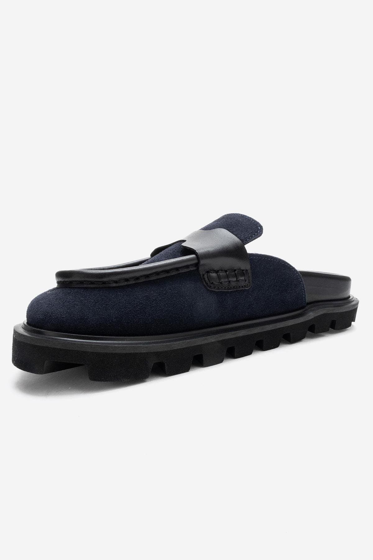 Forever & Always Shoes Vela Leather Slipper, Alternate, color, Navy Suede