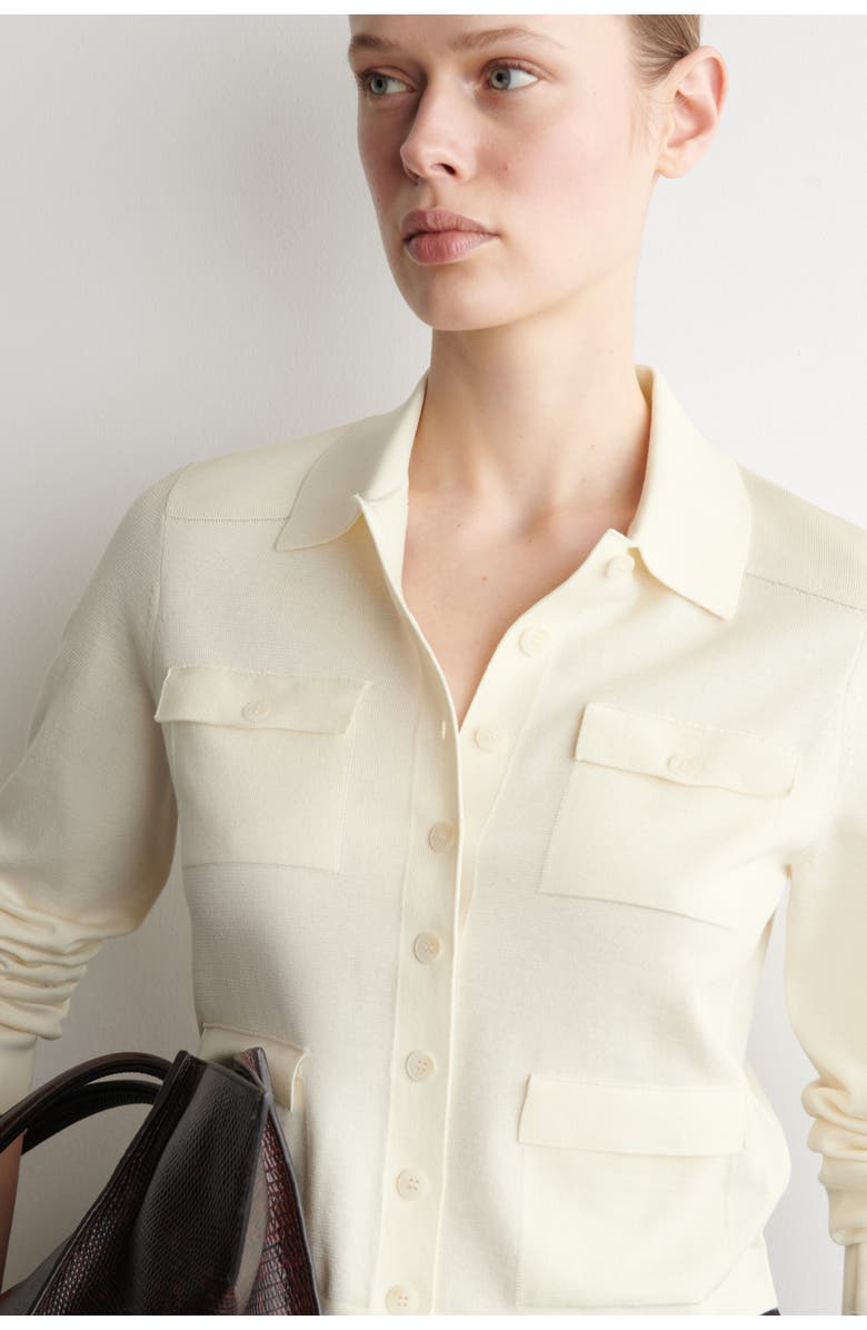 COS Pocket-detail Knitted Cotton Cardigan, Alternate, color, Off-White