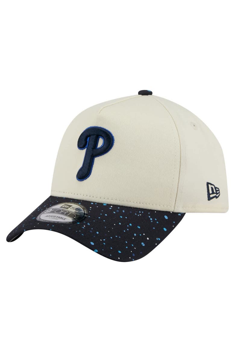 Men's New Era  Cream Philadelphia Phillies Speckle A-Frame 9FORTY Adjustable Hat, Main, color, Cream