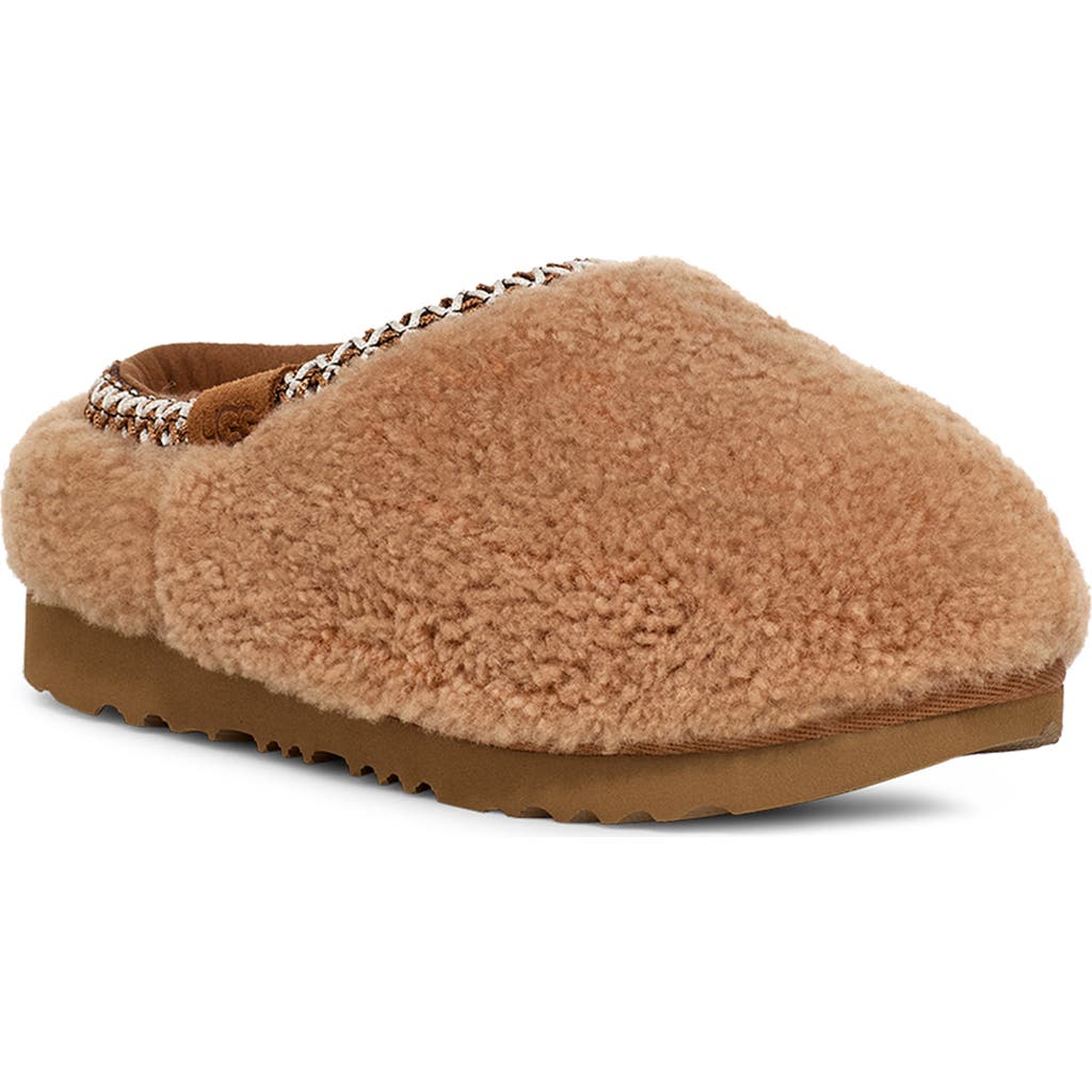 Ugg(r) Kids' Tasman Maxi Curly Genuine Shearling Slipper In Brown