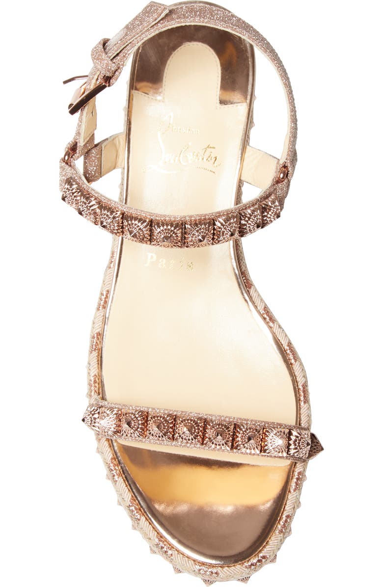Christian Louboutin Pira Studded Glitter Wedge Sandal, Alternate, color,