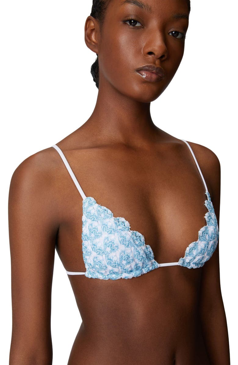 Missoni Lace Triangle Bikini With Lamé, Alternate, color, Light Blue