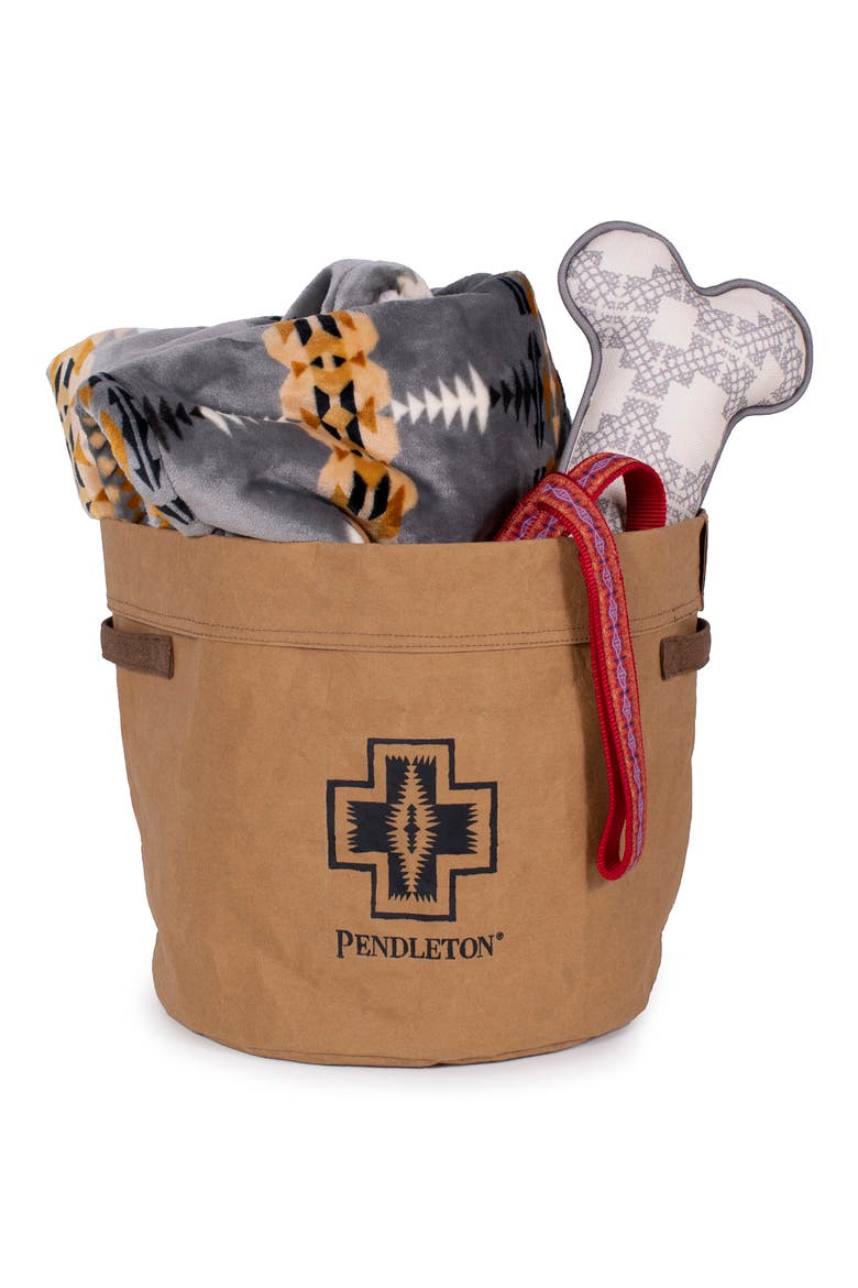 Washable Paper Pet Toy Bucket, Alternate, color, BROWN
