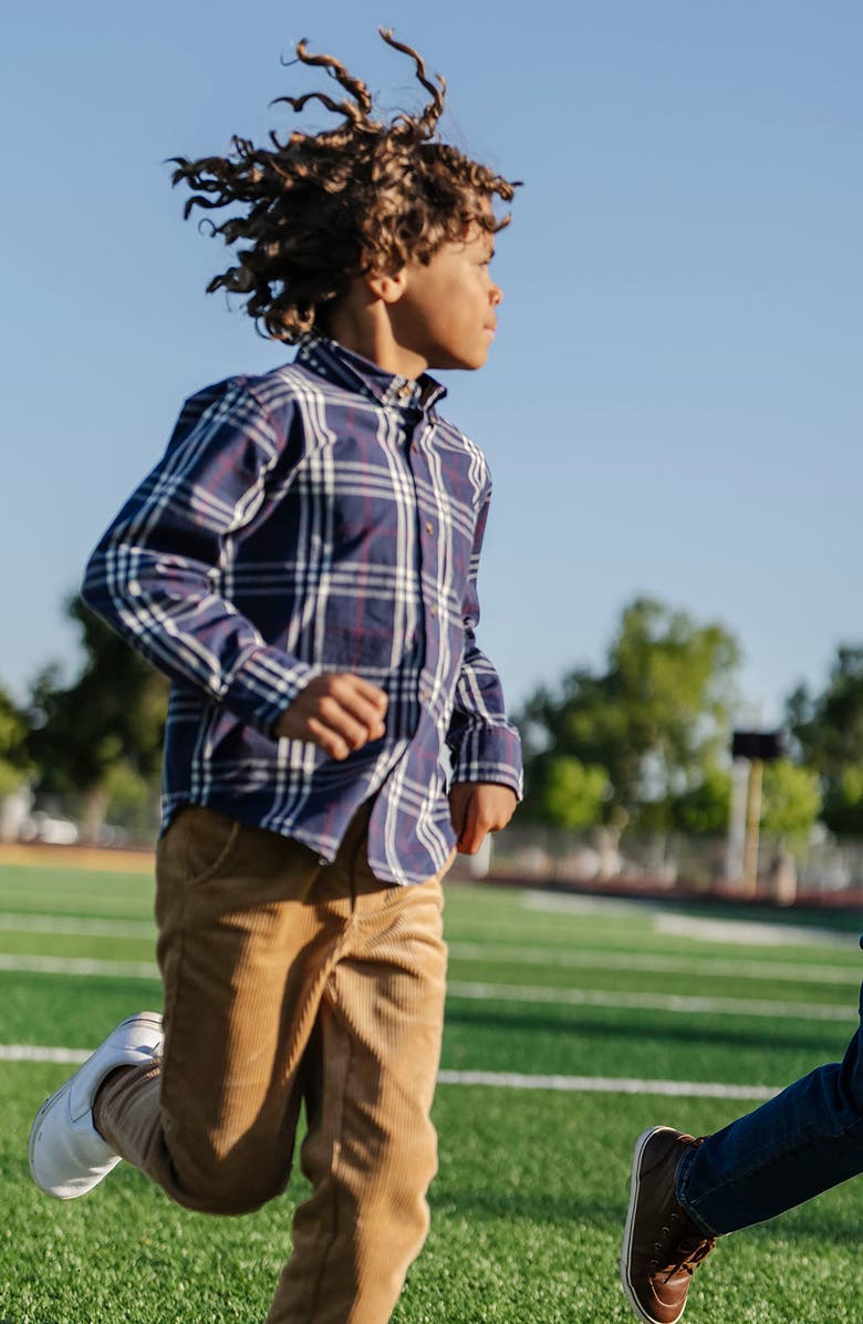 Hope & Henry Kids' Organic Stretch Poplin Long Sleeve Button Down Shirt, Alternate, color, First Day Plaid