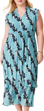 NIC+ZOE Rolling Reef Ruffle Trim Maxi Dress