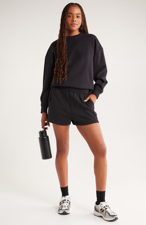 Zella Ultra Cozy Fleece Sweat Shorts In Black