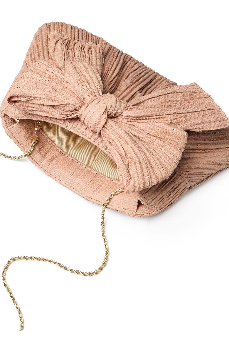 Loeffler Randall Rayne Raffia Pleated Bow Clutch, Alternate, color, Blush