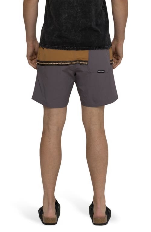 Maui And Sons Maui & Sons Granite Colorblock Nylon Swim Trunks In Iron