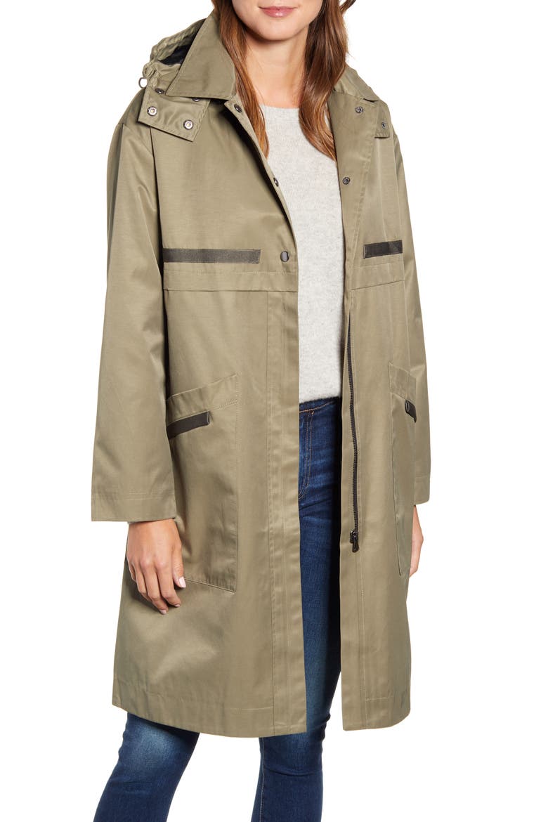 Long Hooded Raincoat, Main, color, ARMY
