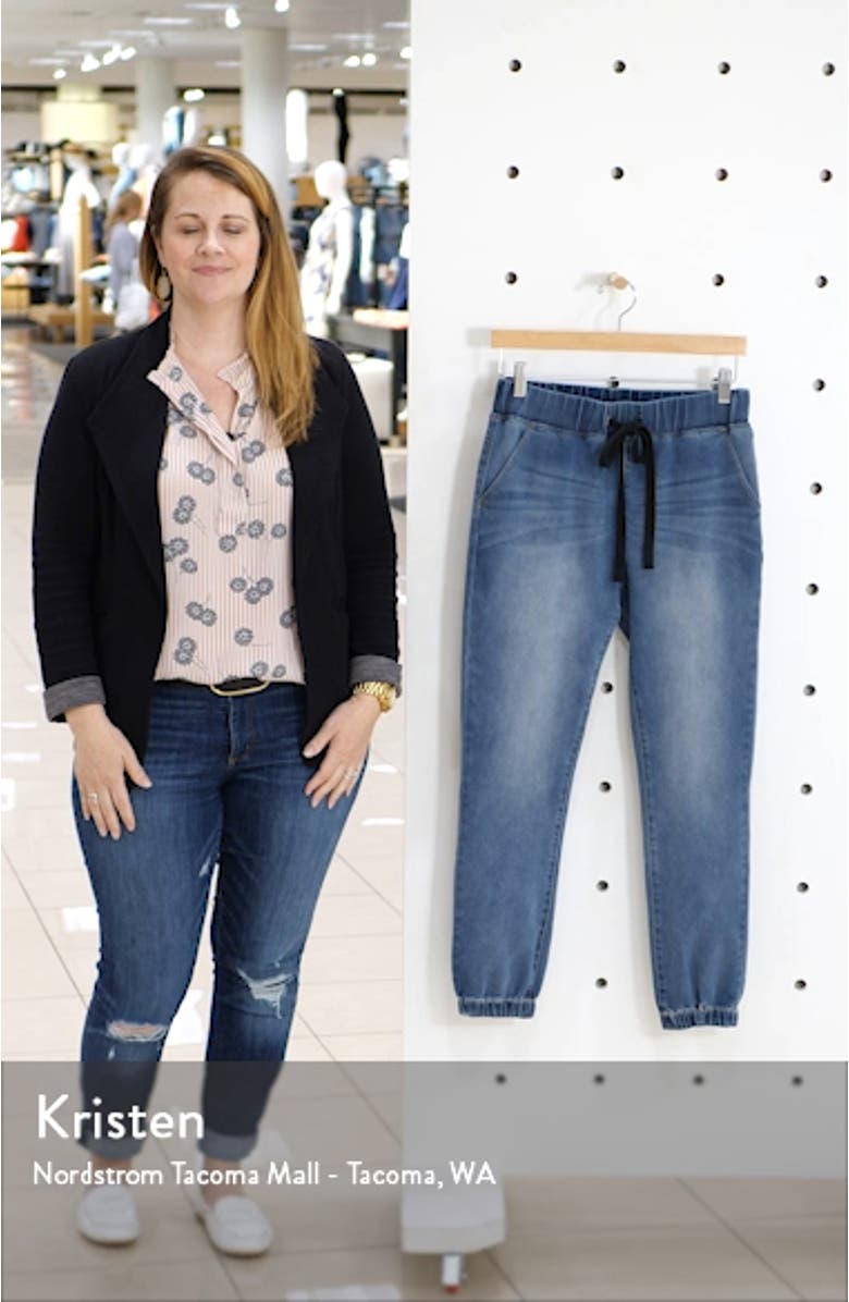 Tie Front Denim Jogger Pants, sales video thumbnail