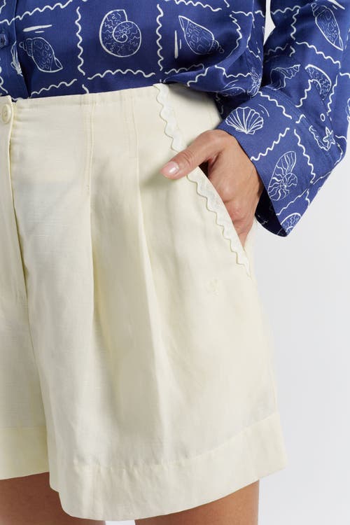 Chinti & Parker Linen Blend Wide Leg Shorts In Cream