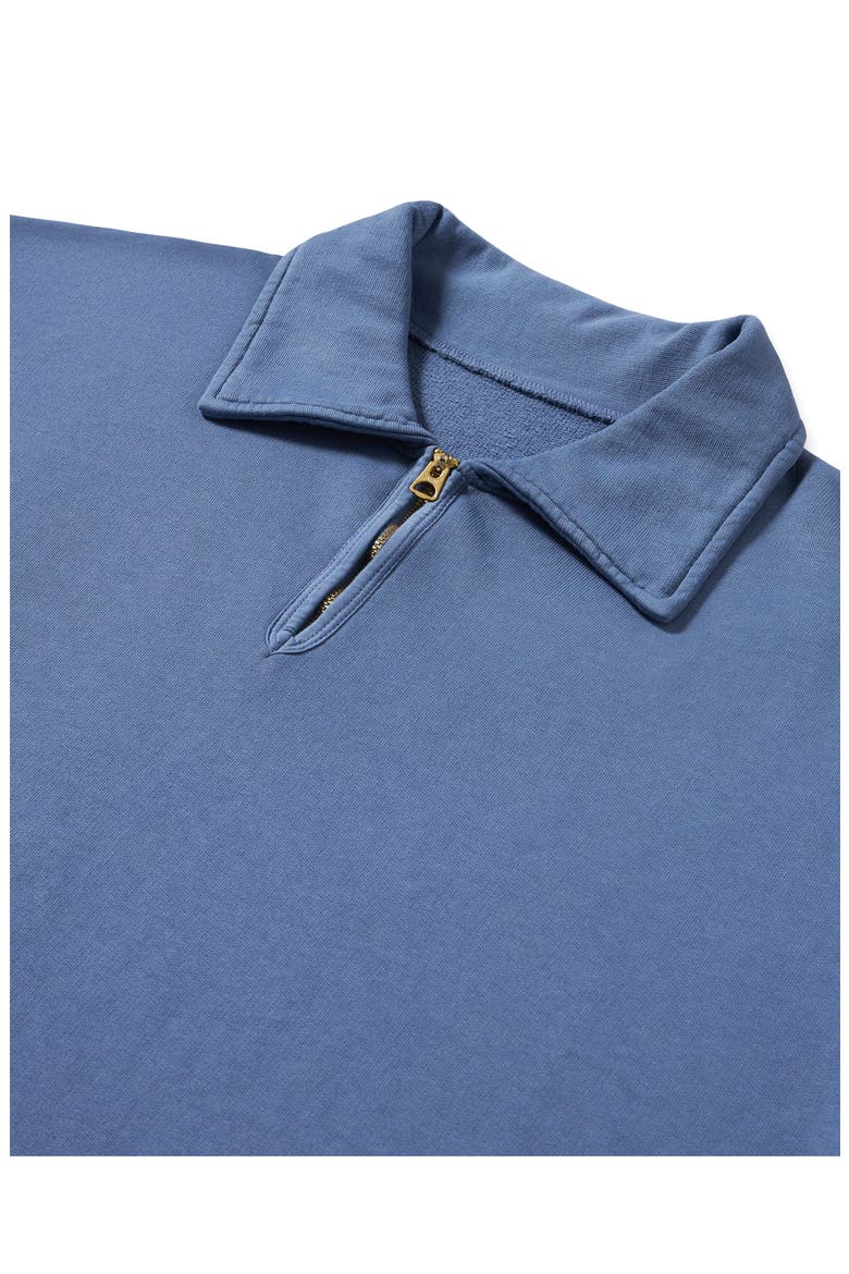 York Brushed Jersey Quarter Zip Collared Short Sleeve Sweatshirt, Alternate, color, INDACO
