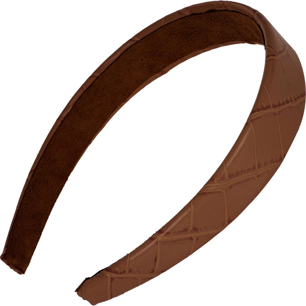 L. Erickson Hermione Faux Leather Headband in Chocolate Brown