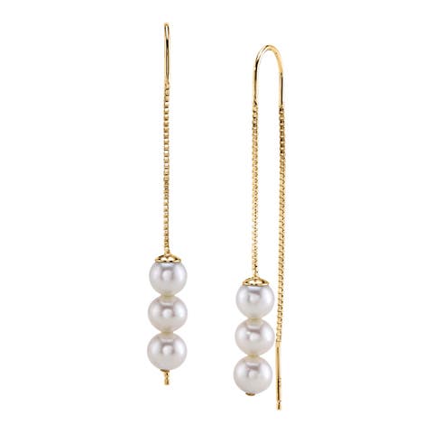Triple White Freshwater Pearl Louise Earrings