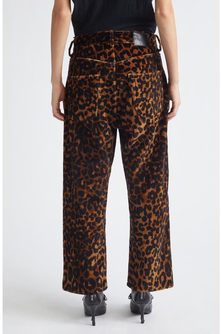 X-Boyfriend Leopard Print Cotton Velveteen Pants, Alternate, color, BROWN LEOPARD