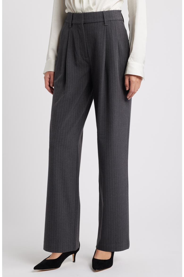 'Ab'Solution Pinstripe Ultra Skyrise Wide Leg Pants, Main, color, STEEL GREY WHITE
