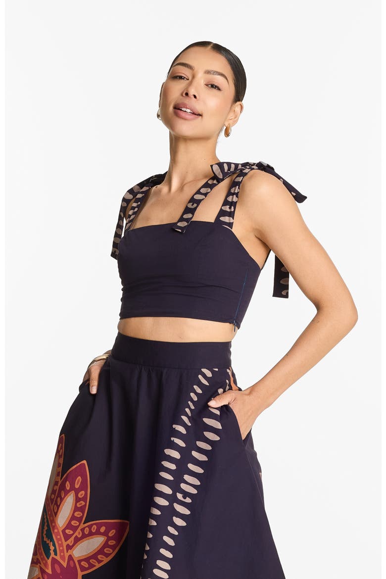 Uly Top Razu in Printed Cotton Poplin, Alternate, color, Razu Navy