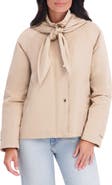 Kensie Quilted Satin Jacket with Bow