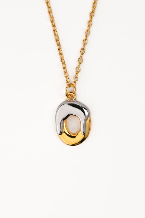 Two Tone Bubble Initial Necklace