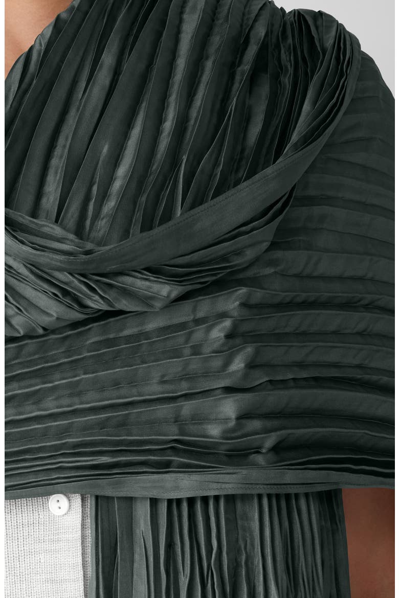 Whisper Pleated Silk Scarf, Alternate, color, EVERGLADE