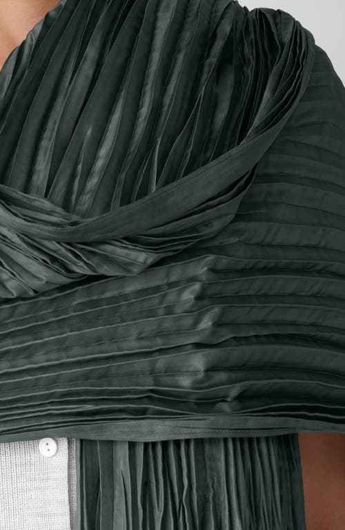 Eileen Fisher Whisper Pleated Silk Scarf In Green