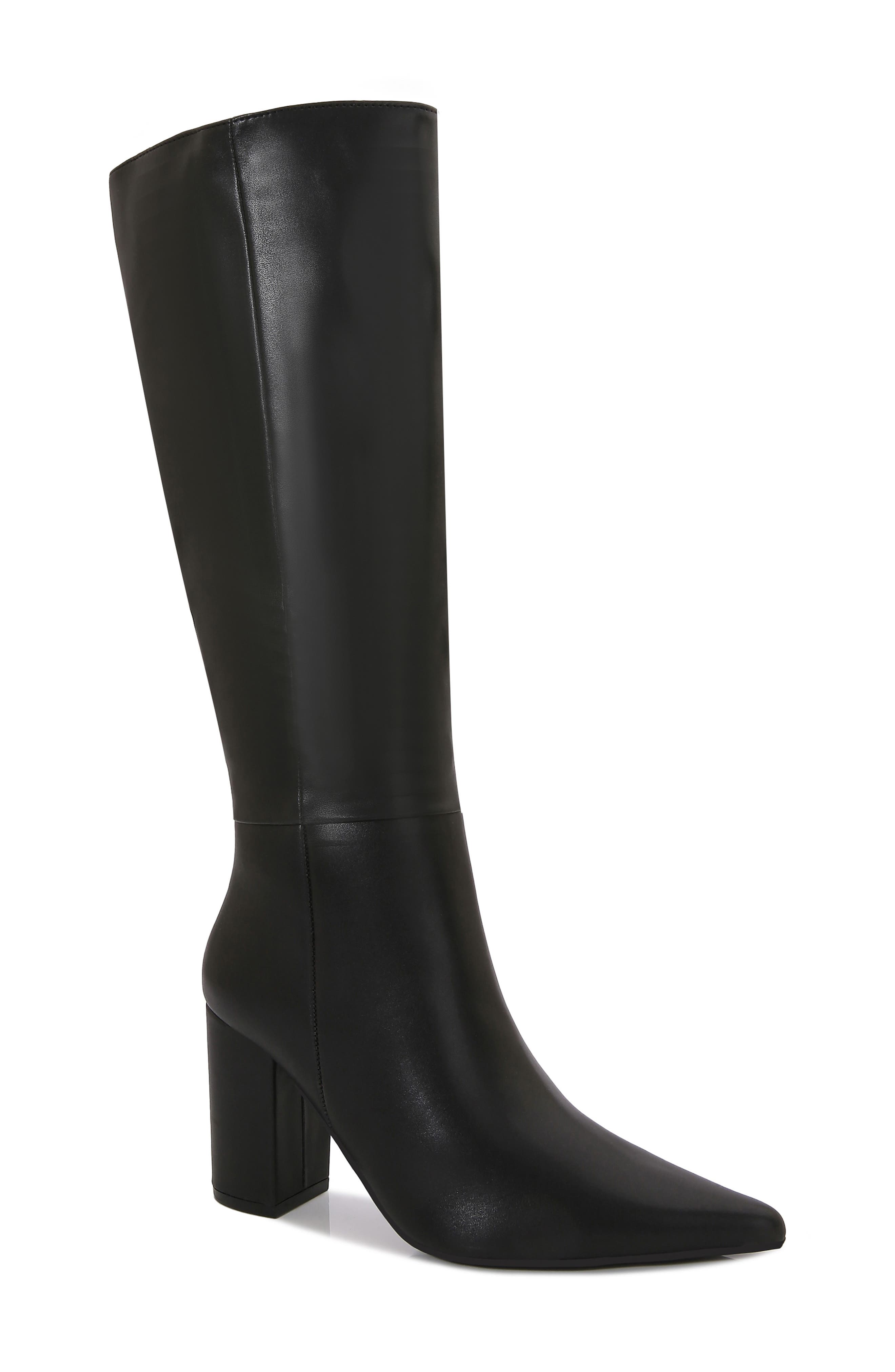 Breanna Block Heel Faux Leather Knee High Boot