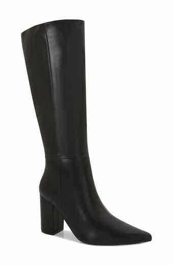 Breanna Block Heel Faux Leather Knee High Boot