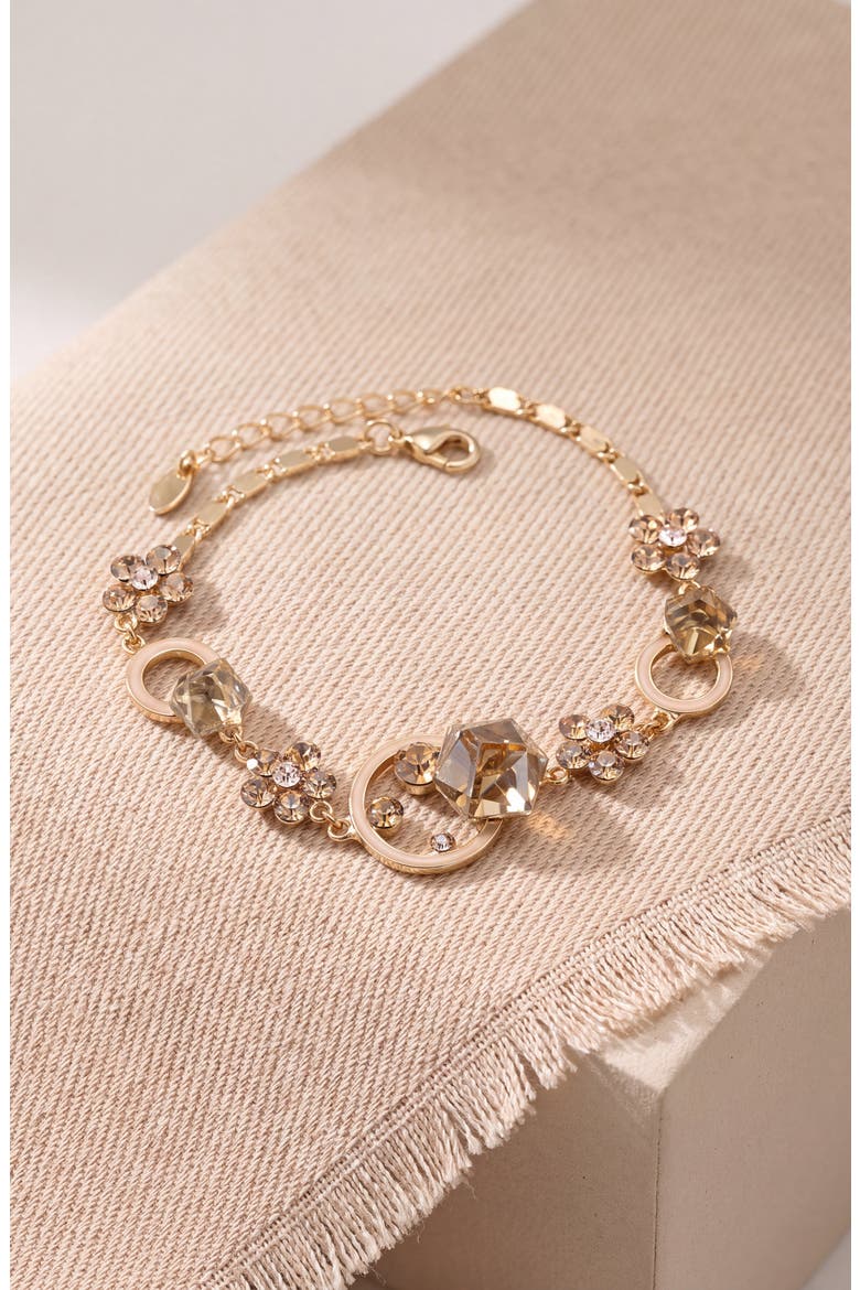 Crystal Daisy Flower Adjustable Bangle Bracelet, Alternate, color, Gold