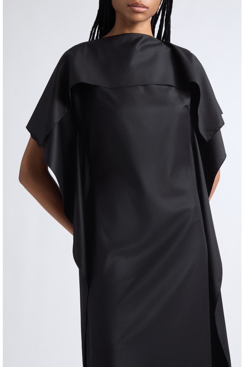 Virgin Wool Cape Gown, Main, color, BLACK