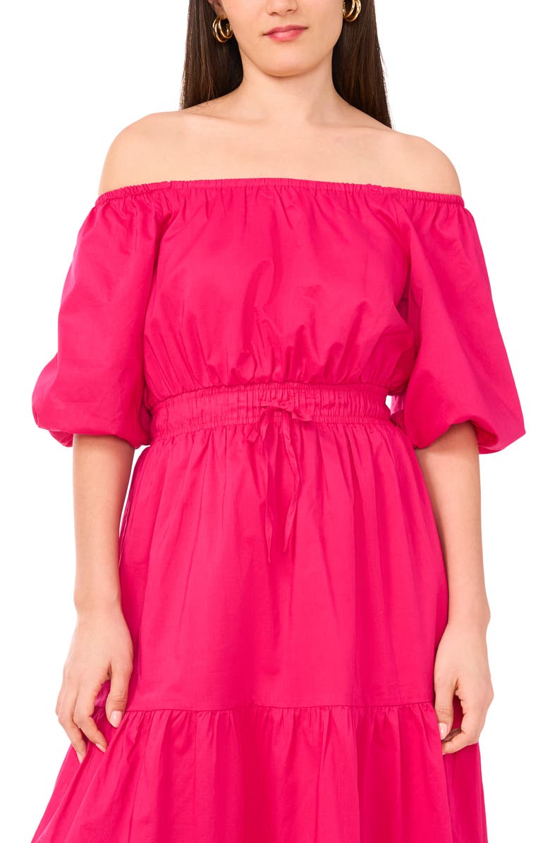 Vince Camuto Off the Shoulder Tiered Maxi Dress, Alternate, color, Bright Rose