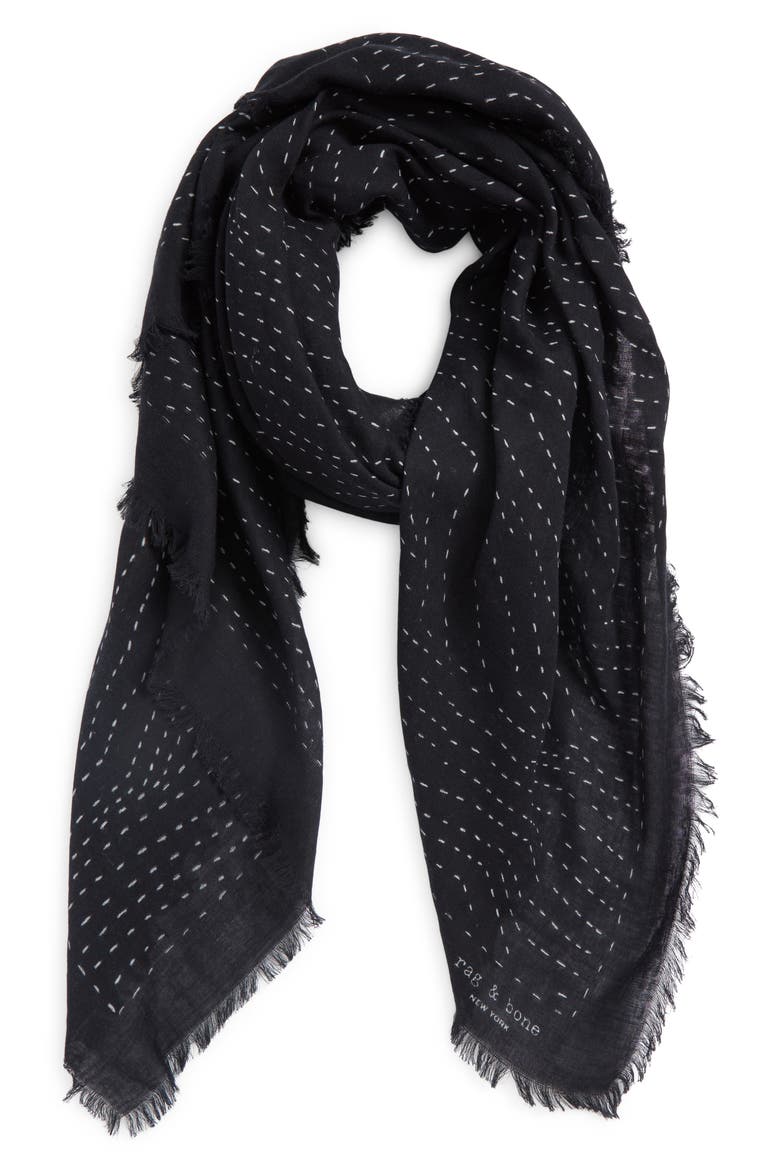Astra Dash Fringe Scarf, Main, color, BLACK