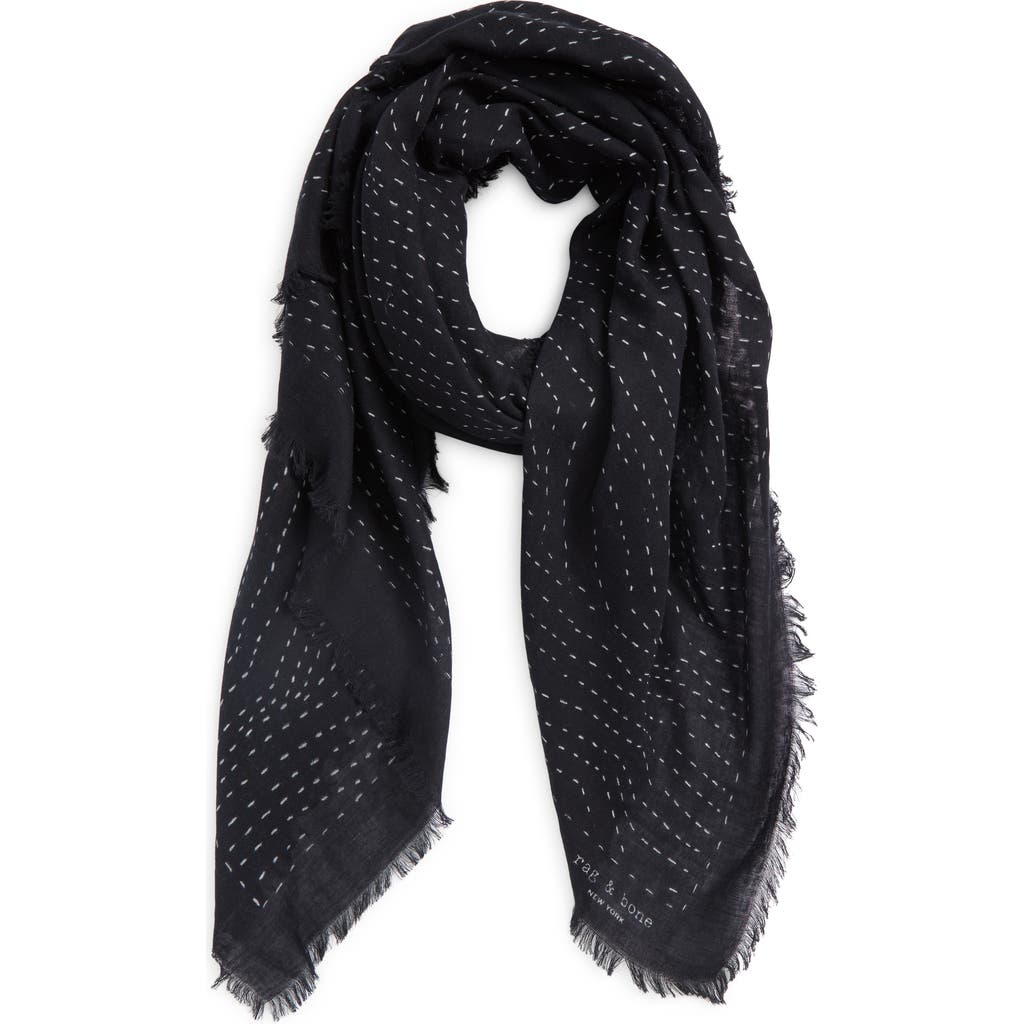 Rag & Bone Astra Dash Fringe Scarf In Black