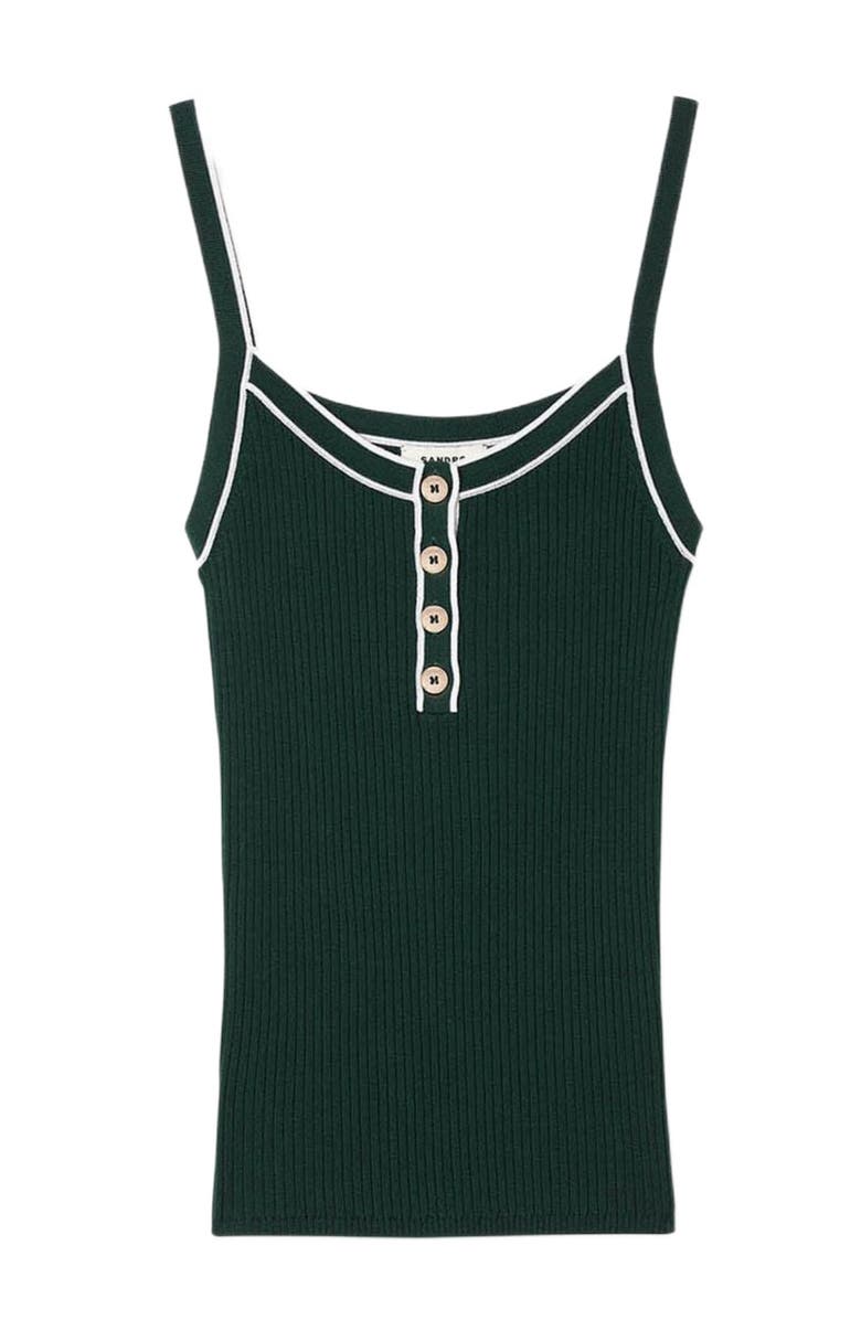 SANDRO Two-tone knit vest top, Alternate, color, Bottle Green