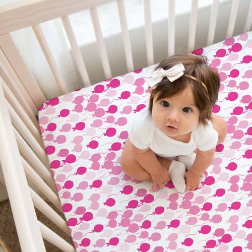 Norani Organic Fitted Crib Sheet In Pink Balloons