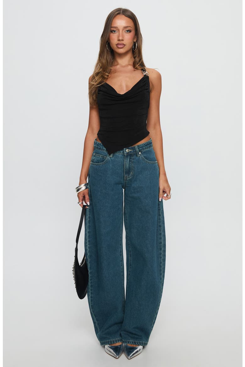 Juda Mid Rise Barrel Leg Jeans, Alternate, color, MID BLUE WASH