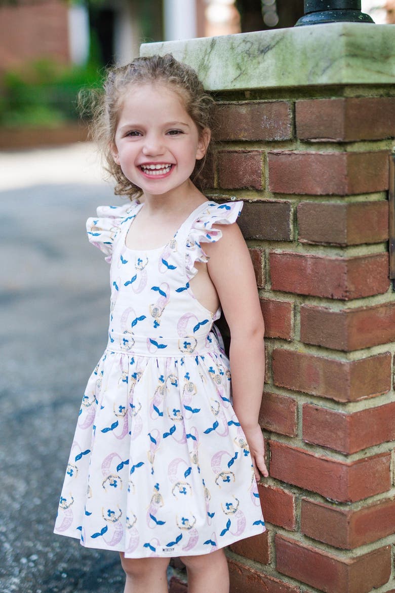 Girls Ruffle Sleeve Dress, Alternate, color, Mermaids