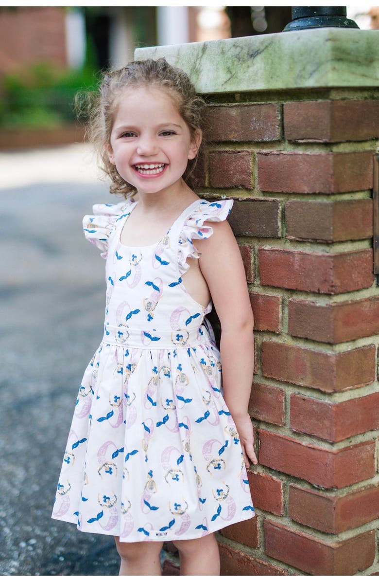 WORTHY THREADS Girls Ruffle Sleeve Dress, Alternate, color, Mermaids