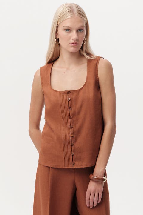 Edna Square Neck Linen Shirt