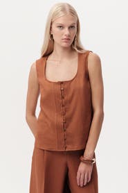 Exquise Edna Square Neck Linen Shirt