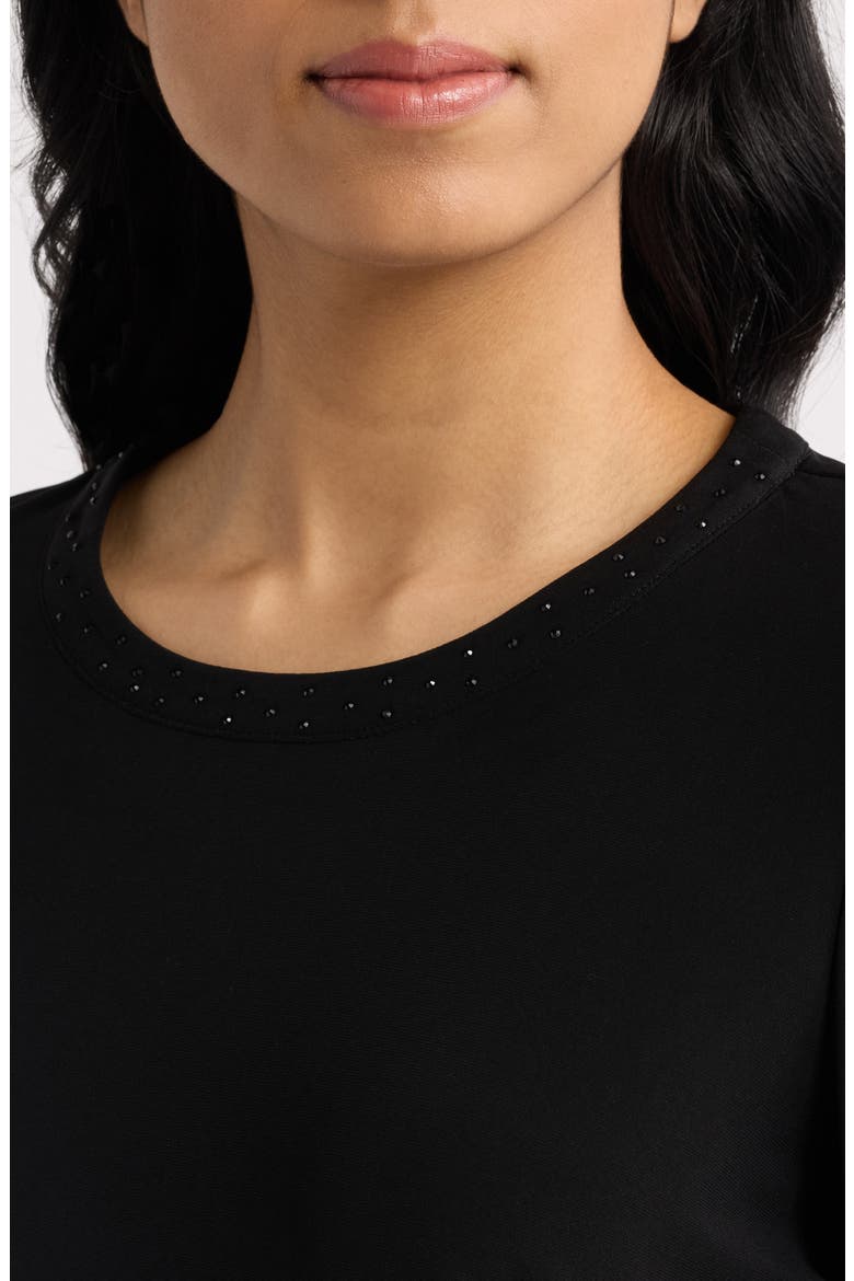 Heatset Embellished Roll Cuff Top, Alternate, color, ANNE BLACK