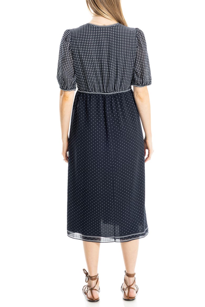 Babydoll Midi Dress, Alternate, color, NAVY/ CREAM