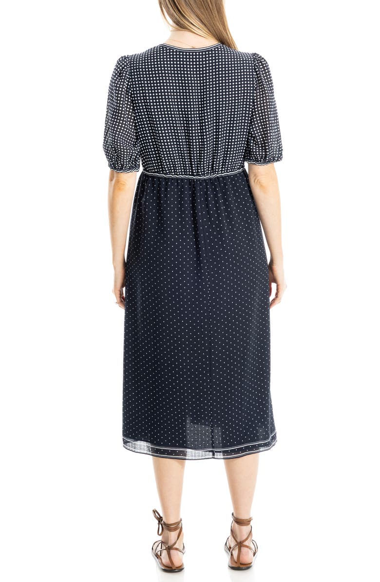 MAX STUDIO Babydoll Midi Dress, Alternate, color, Navy/ Cream