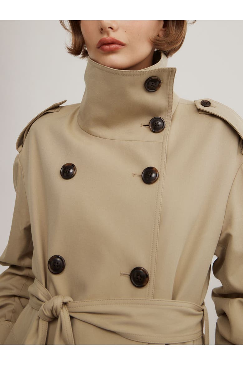 Funnel Collar Trench Coat, Alternate, color, Sandstone