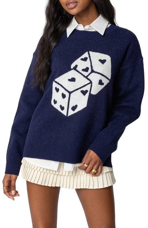 Roll the Dice Graphic Crewneck Sweater