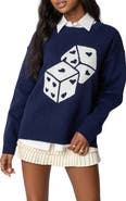 EDIKTED Roll the Dice Graphic Crewneck Sweater
