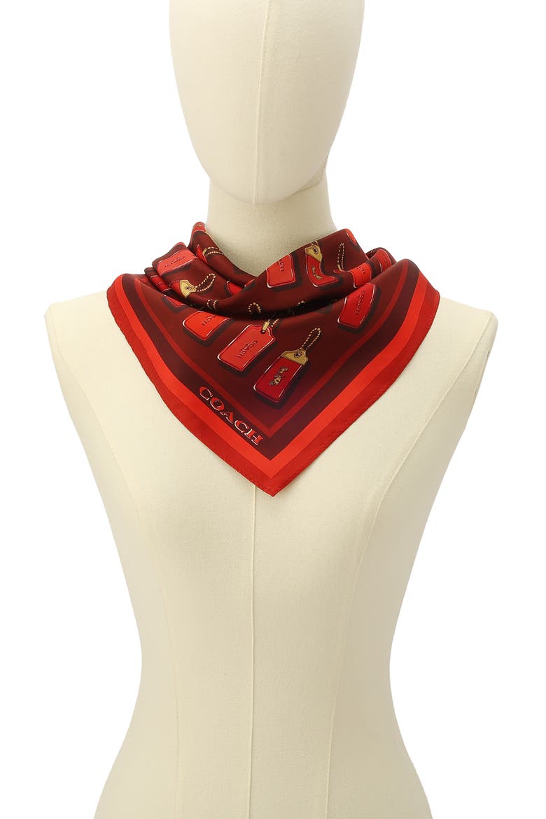 COACH Horse & Carriage Hangtag Print Silk Square Scarf (Women
