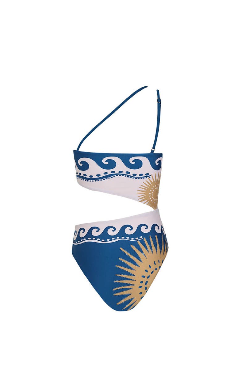 KIBYS Sacred Sun Hannah Cobalt Trikini One Piece, Alternate, color, Navy Blue Print